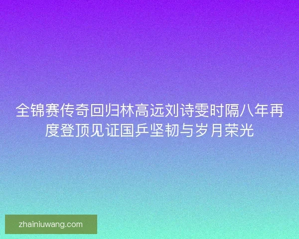 全锦赛传奇回归林高远刘诗雯时隔八年再度登顶见证国乒坚韧与岁月荣光